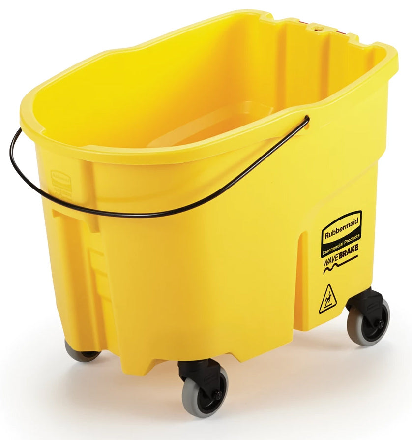 Rubbermaid 2064914 WaveBrake Mop Bucket with Casters 35 qt. - Yellow
