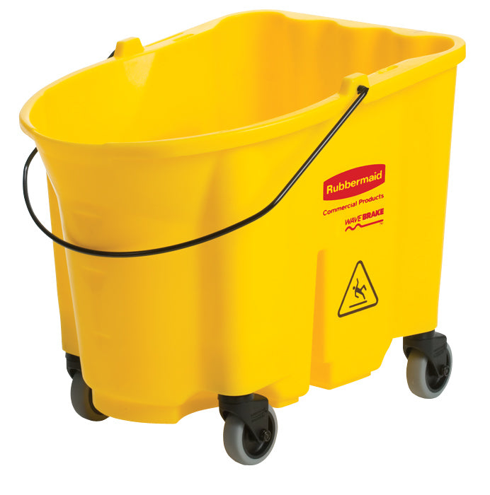 Rubbermaid 2064914 WaveBrake Mop Bucket with Casters 35 qt. - Yellow