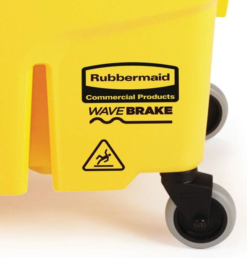 Rubbermaid 2064914 WaveBrake Mop Bucket with Casters 35 qt. - Yellow