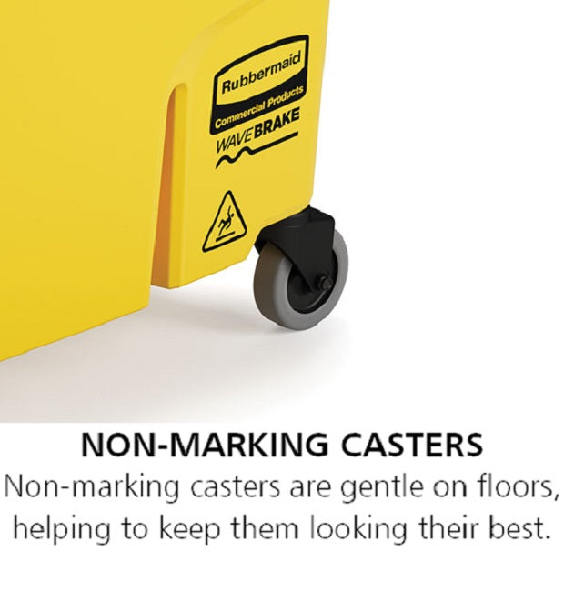 Rubbermaid 2064914 WaveBrake Mop Bucket with Casters 35 qt. - Yellow