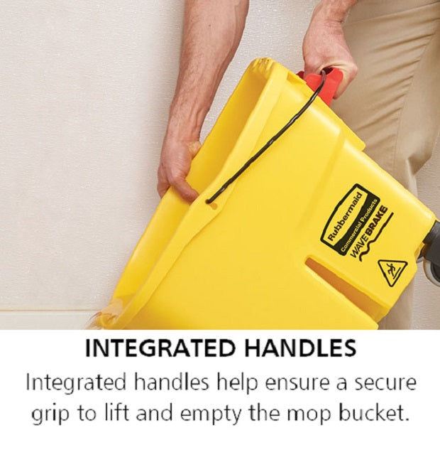 Rubbermaid 2064914 WaveBrake Mop Bucket with Casters 35 qt. - Yellow