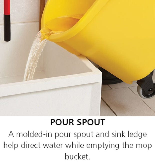 Rubbermaid 2064914 WaveBrake Mop Bucket with Casters 35 qt. - Yellow