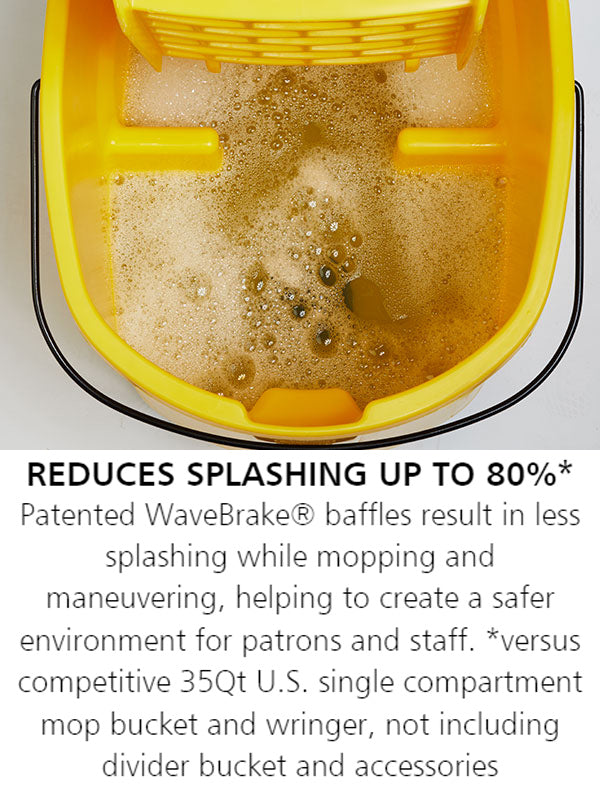 Rubbermaid 2064914 WaveBrake Mop Bucket with Casters 35 qt. - Yellow