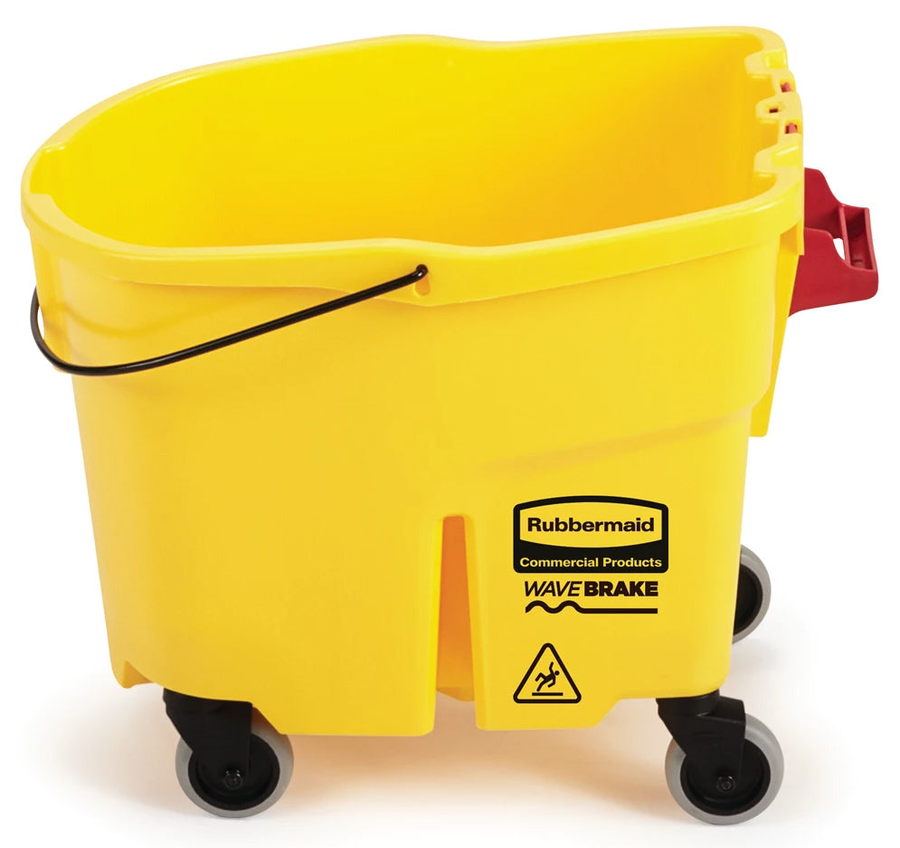 Rubbermaid 2064914 WaveBrake Mop Bucket with Casters 35 qt. - Yellow
