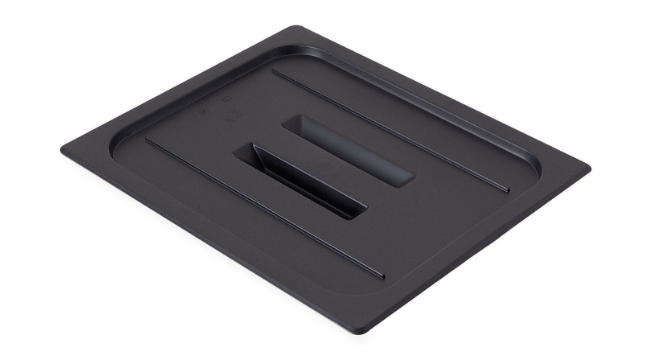 Cambro 20CWCH110 Camwear Food Pan Cover - Half Size, Flat, Handle, Black - 6/Case