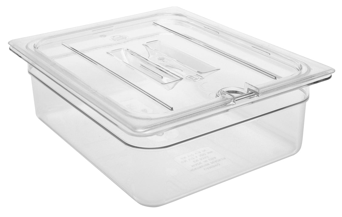 Cambro 20CWCHN135 Camwear Polycarbonate Food Pan Cover with Handle & Spoon Notch - 1/2 Size - Clear
