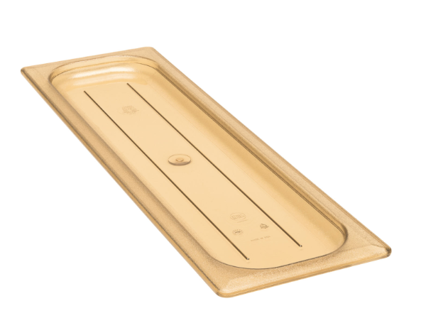 Cambro 20LPHPC150 H-Pan Food Pan Cover - Half Size Long, Flat, Non-Stick, Amber - 6/Case