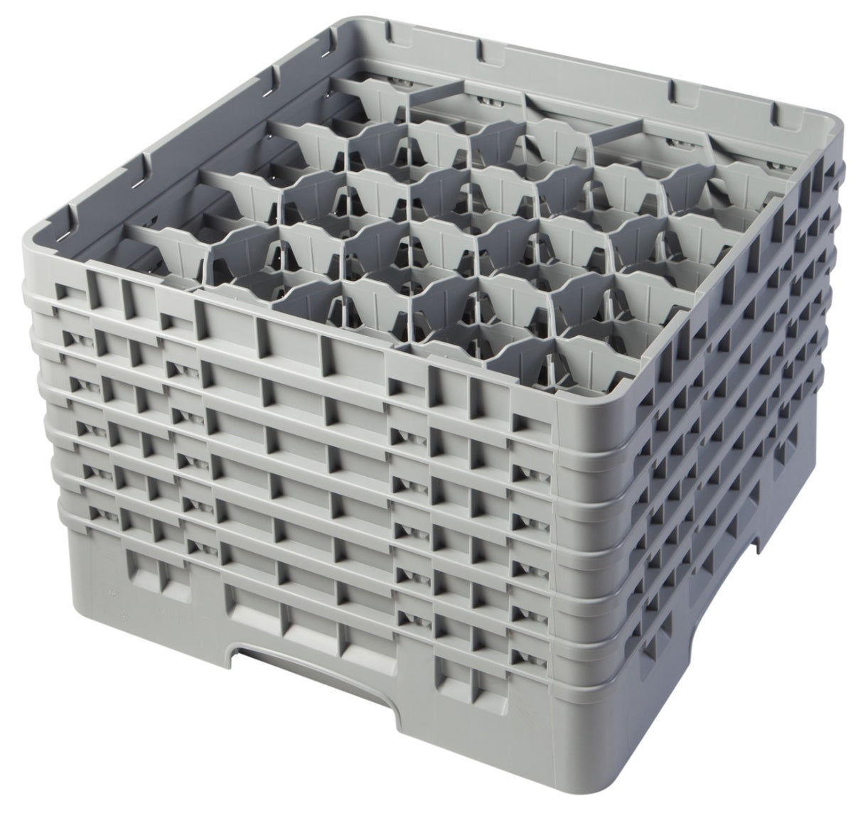Cambro 20S1114151 Camrack 20-Compartment Full Size Glass Rack with (6) Soft Gray Extenders 11-3/4"H - Soft Gray - 2/Case