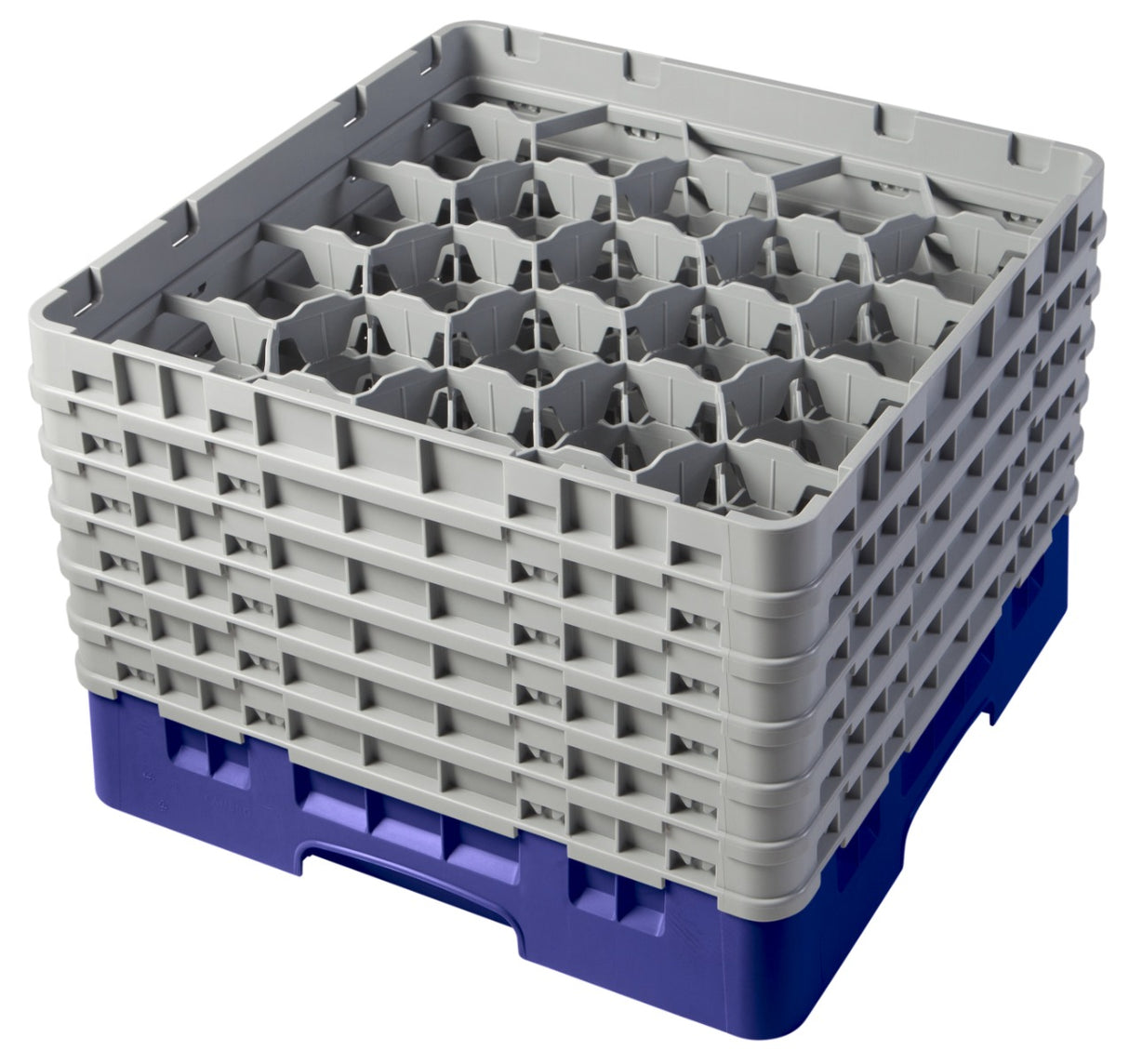 Cambro 20S1114186 Camrack 20-Compartment Full Size Glass Rack with (6) Soft Gray Extenders 11-3/4"H - Blue - 2/Case