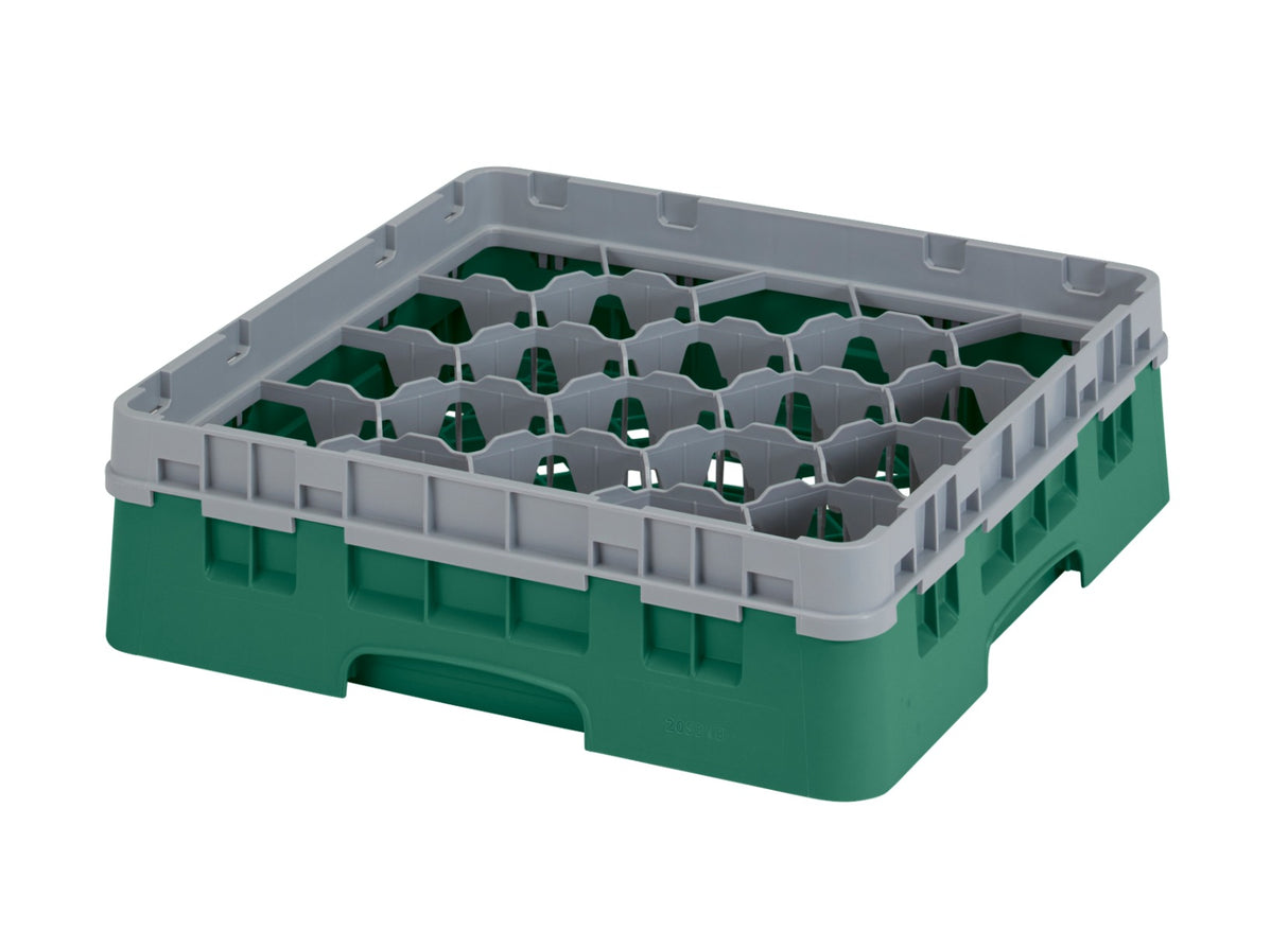 Cambro 20S318119 Camrack 20-Compartment Full Size Glass Rack with (1) Soft Gray Extenders 3-5/8"H - Green - 5/Case