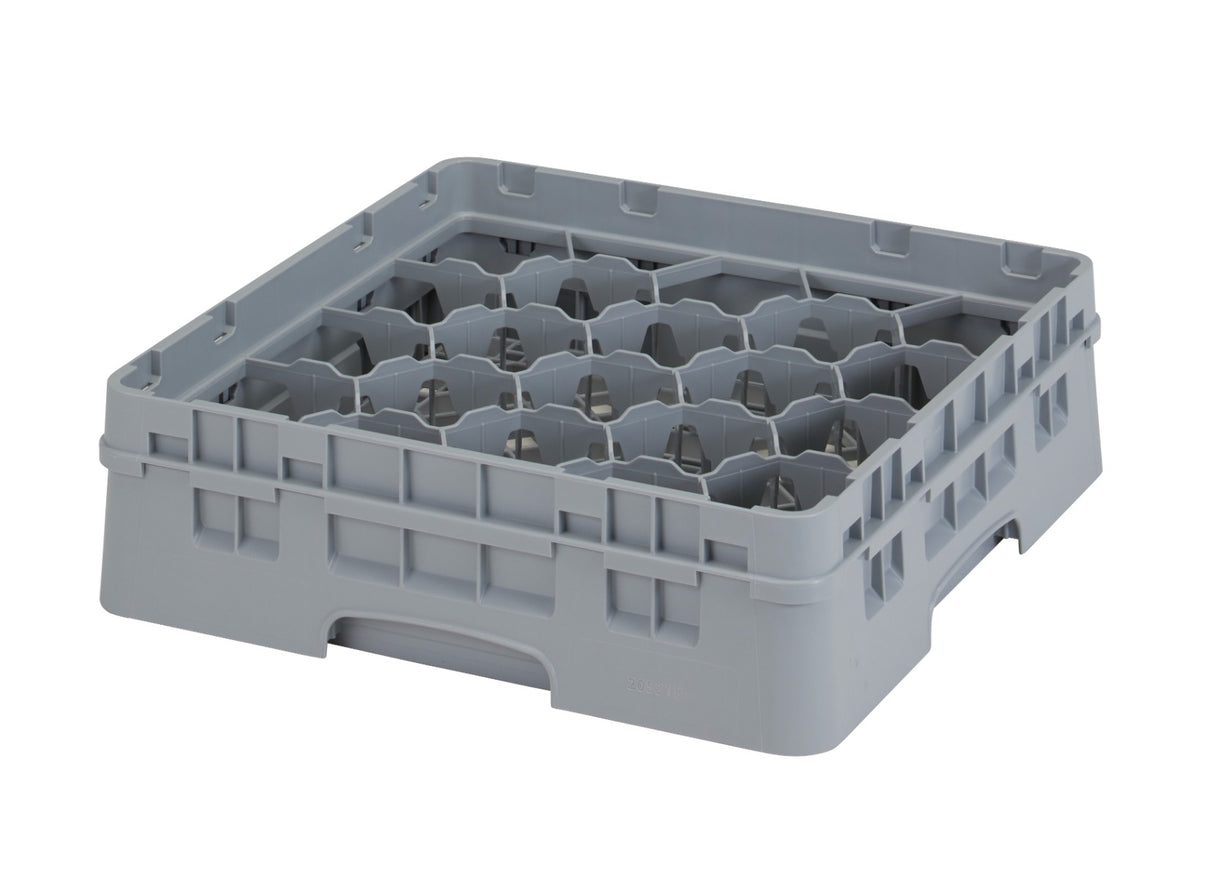 Cambro 20S318151 Camrack 20-Compartment Full Size Glass Rack with (1) Soft Gray Extenders 3-5/8"H - Soft Gray - 5/Case