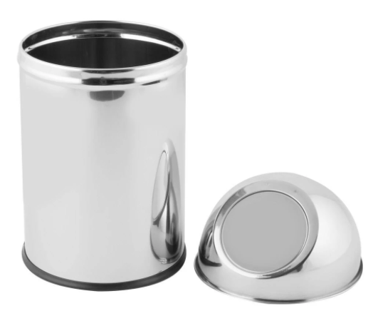 GET SSTB-11 Stainless Steal Mirror Finish Round Tabletop Trash Can with Dome Lid 6-3/4" x 11"