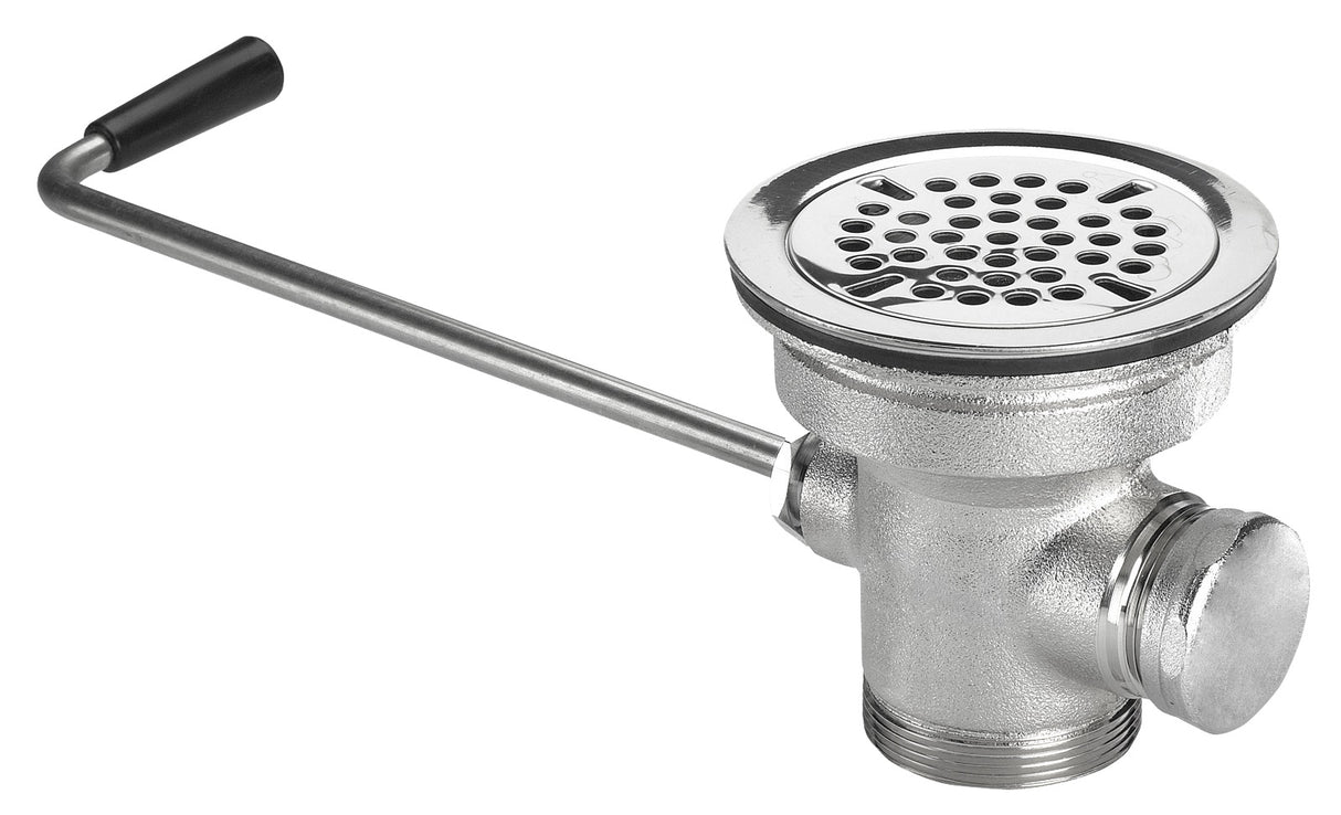 Krowne 22-204 Twist Waste Valve Drain with 1-1/4" Overflow Outlet with Cap - fits 3-1/2" Sink Opening