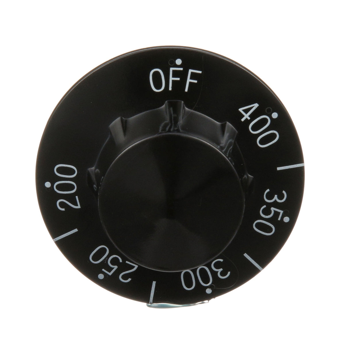 AllPoint 221027 Range / Fryer / Braising Pan Plastic Knob Thermostat Dial with Off and 200 - 400F Temperature Range 2-1/4" dia. - Black - for Fryer Model AF-45