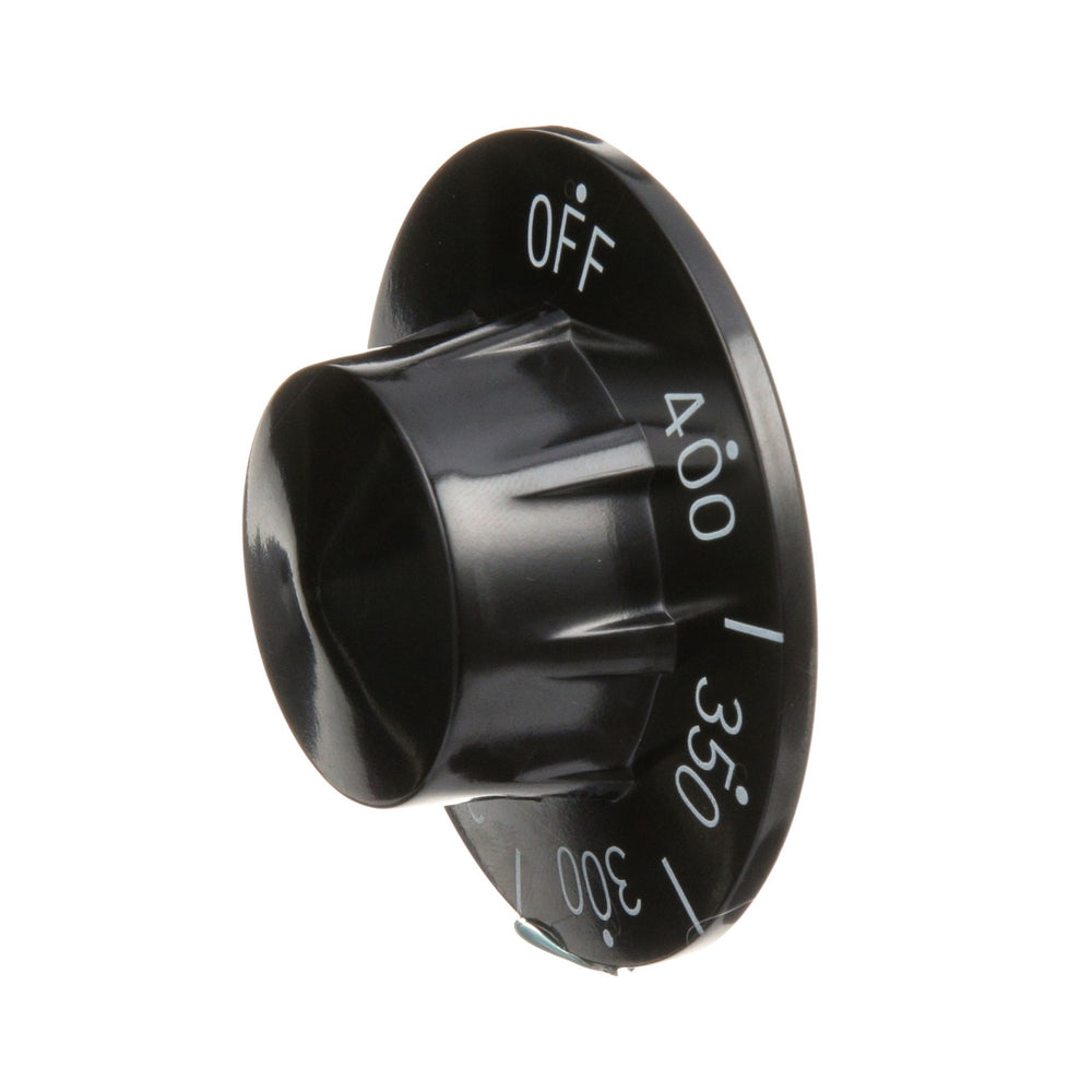 AllPoint 221027 Range / Fryer / Braising Pan Plastic Knob Thermostat Dial with Off and 200 - 400F Temperature Range 2-1/4" dia. - Black - for Fryer Model AF-45