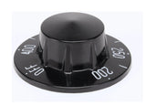 AllPoint 221027 Range / Fryer / Braising Pan Plastic Knob Thermostat Dial with Off and 200 - 400F Temperature Range 2-1/4" dia. - Black - for Fryer Model AF-45