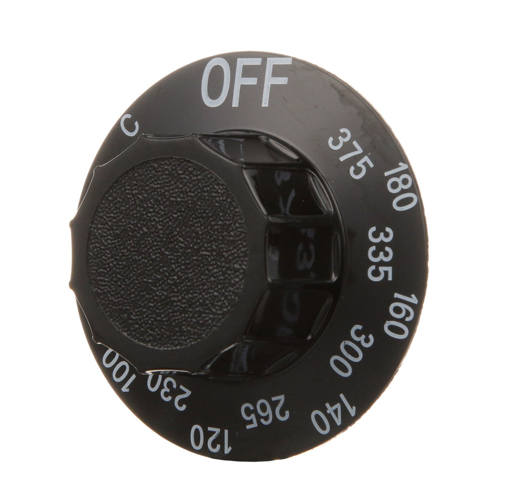 AllPoint 221187 Plastic Celsius/Fahrenheit Knob Thermostat Dial with Off and 375 - 230F Temperature Range 2-1/4" dia. - Black - for Frymaster Fryer GF14, GF14-SD, GF40