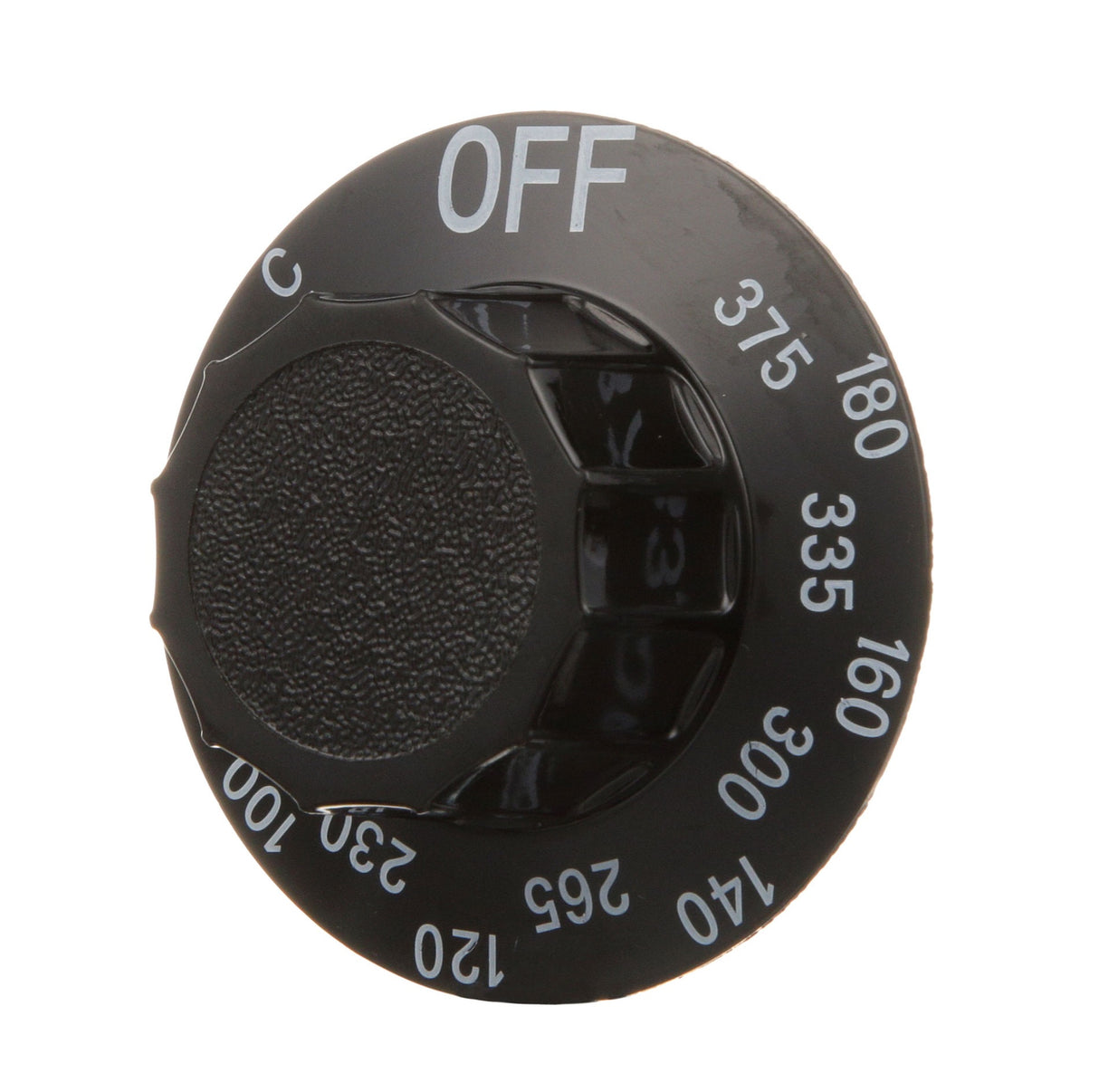 AllPoint 221187 Plastic Celsius/Fahrenheit Knob Thermostat Dial with Off and 375 - 230F Temperature Range 2-1/4" dia. - Black - for Frymaster Fryer GF14, GF14-SD, GF40