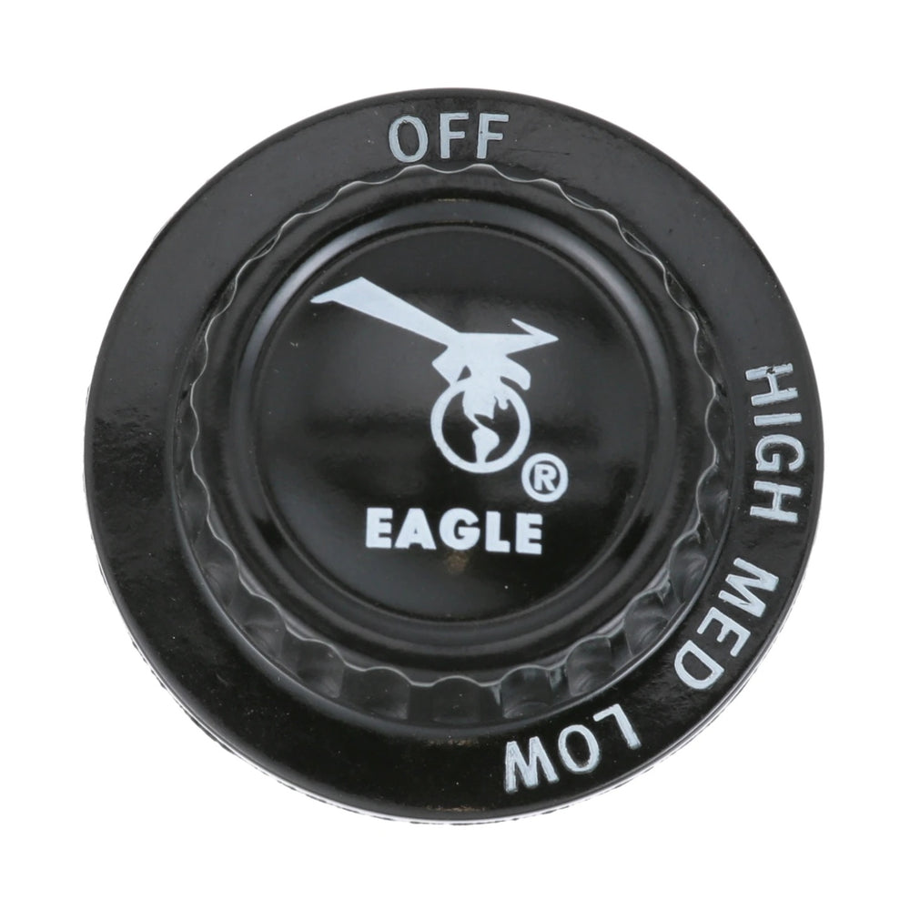 AllPoints 221310 Plastic "EAGLE" Logo Off-Hi-Med-Lo Burner Valve Knob 2" dia. - Black - for Eagle and Metal Masters