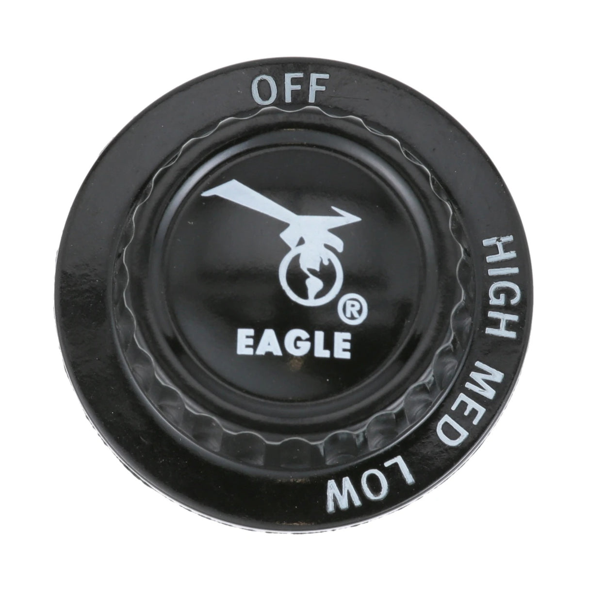 AllPoints 221310 Plastic "EAGLE" Logo Off-Hi-Med-Lo Burner Valve Knob 2" dia. - Black - for Eagle and Metal Masters