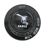 AllPoints 221310 Plastic "EAGLE" Logo Off-Hi-Med-Lo Burner Valve Knob 2" dia. - Black - for Eagle and Metal Masters