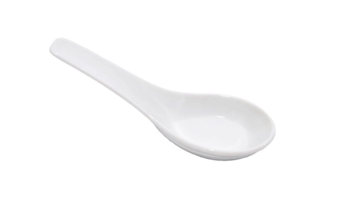 Town 22802 2/3 oz Chinese Soup Spoon, Ceramic White, 5 in