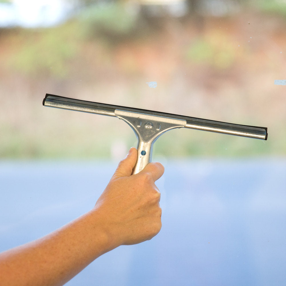 Carlisle 4007000 Flo-Pac Hand Held Window Squeegee with 12 " Black Rubber Blade and Stainless Steel Handle