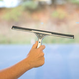 Carlisle 4007000 Flo-Pac Hand Held Window Squeegee with 12 " Black Rubber Blade and Stainless Steel Handle