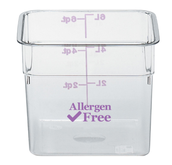 Cambro 22SFSCW441 22 qt CamSquare® Food Container - Allergen-Free, Polycarbonate, Clear - 6ea/Case