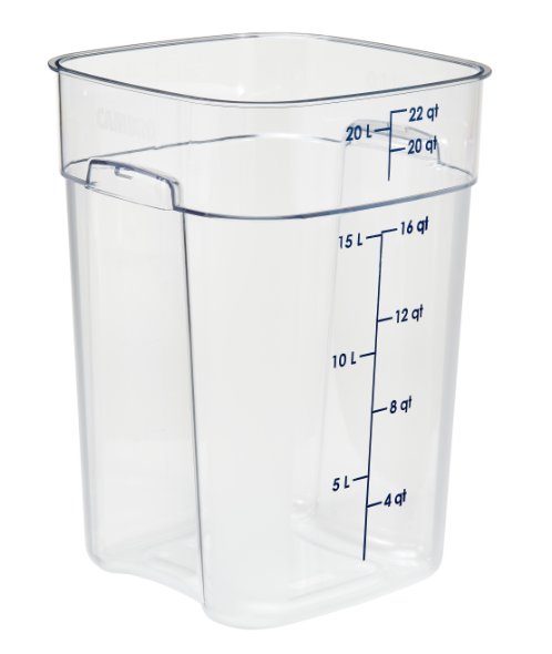 Cambro 22SFSPROCW135 22 qt CamSquare® FreshPro Food Container - Polycarbonate, Blue Graduation - 6ea/Case