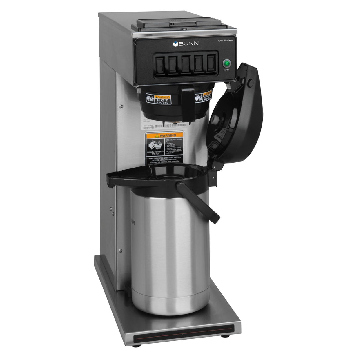 Bunn 23001.0000 CW15-APS Pourover Airpot Coffee Brewer with Black Plastic Funnel - 3-4/5 gal/hr - 120v