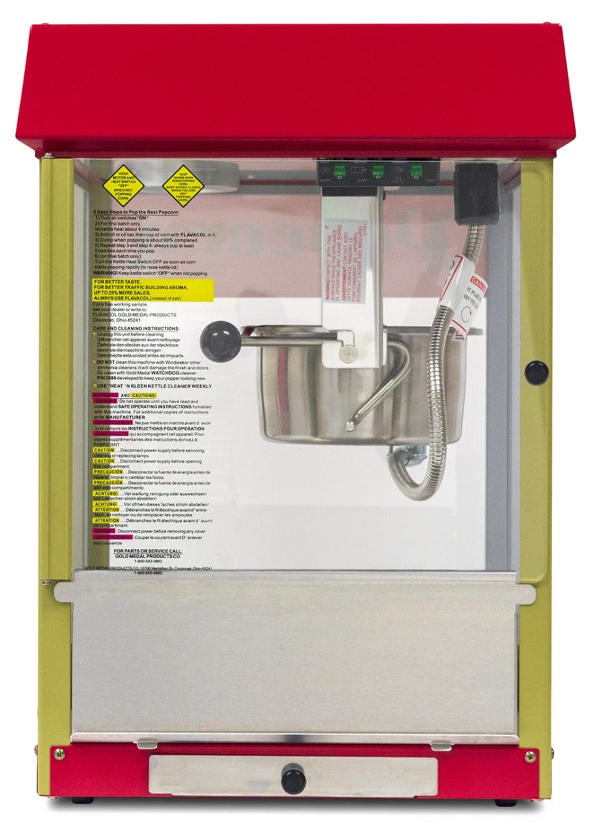 Gold Medal 2404 Red Fun Pop Popcorn Popper with 4 oz. Kettle & Red Dome - 120v