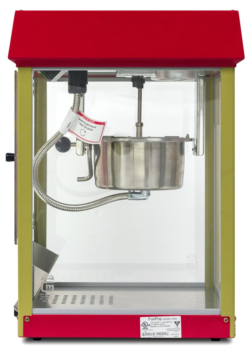 Gold Medal 2404 Red Fun Pop Popcorn Popper with 4 oz. Kettle & Red Dome - 120v