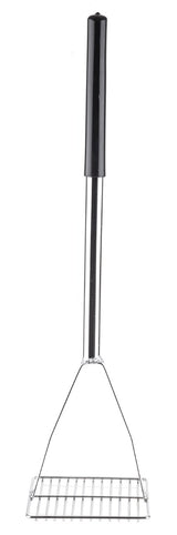 TableCraft 2455 Chrome-Plated Steel Bean Masher with 6" Square Face and 24" Cool-to-Touch Black Vinyl Handle - 4/Case