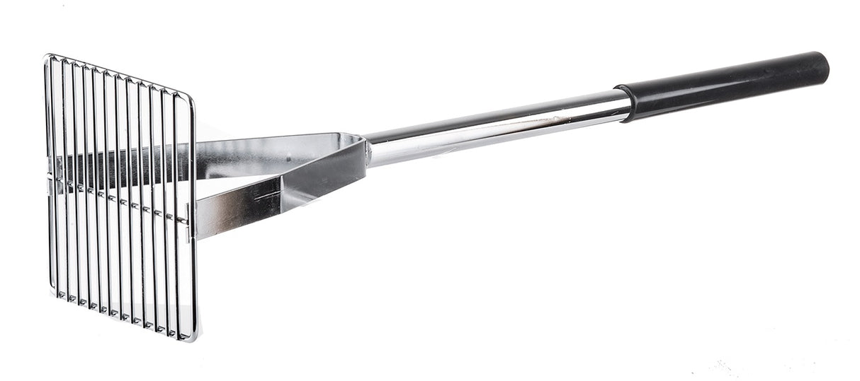 TableCraft 2455 Chrome-Plated Steel Bean Masher with 6" Square Face and 24" Cool-to-Touch Black Vinyl Handle - 4/Case