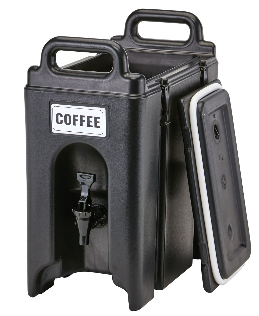 Cambro 250LCD110 Camtainer Plastic Insulated Beverage Dispenser 2-1/2 Gal. - Black