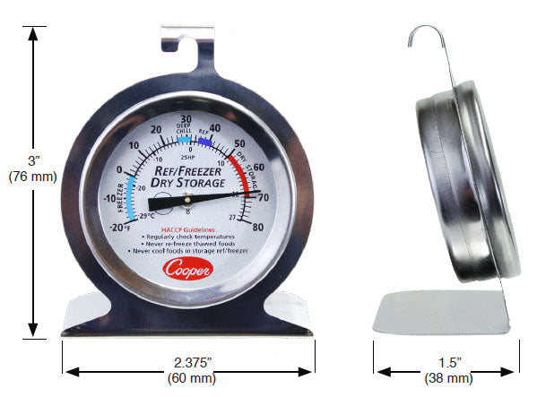 Cooper-Atkins 25HP-01-1 Refrigerator / Freezer / Dry Storage Thermometer - (-20 to 80 Deg. F)