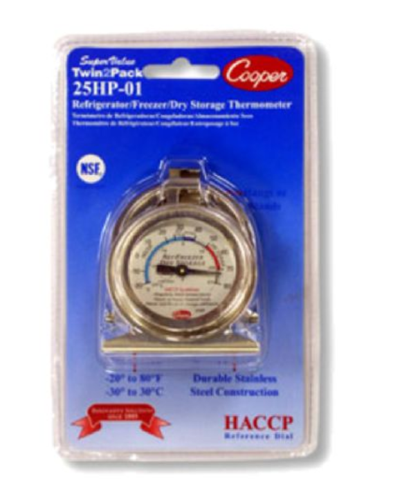 Cooper-Atkins 25HP-01C-2 Super Value Twin 2-Pack of 25HP-01C HACCP Professional Refrigerator/Freezer Celsius Thermometers - 6ea/Case
