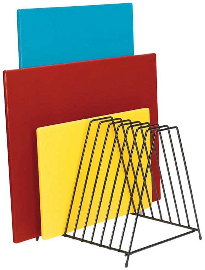 Browne 26099 Black Steel Wire Cutting Board Storage Rack - 10 Slots