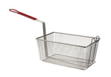 AllPoints 264430 Twin Size Fryer Basket with Front Hook and Red Plastic-Coated Handle 13-1/4" x 9-1/4" x 6"