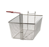 AllPoints 264430 Twin Size Fryer Basket with Front Hook and Red Plastic-Coated Handle 13-1/4" x 9-1/4" x 6"