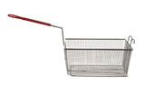 AllPoints 264430 Twin Size Fryer Basket with Front Hook and Red Plastic-Coated Handle 13-1/4" x 9-1/4" x 6"