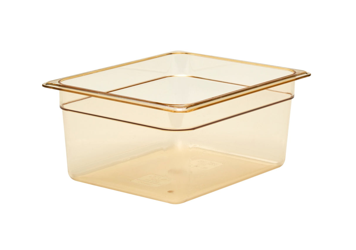 Cambro 26HP150 H-Pan High Heat Plastic Food Pan 6" Deep - 1/2 Size - Amber