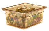Cambro 26HP150 H-Pan High Heat Plastic Food Pan 6" Deep - 1/2 Size - Amber