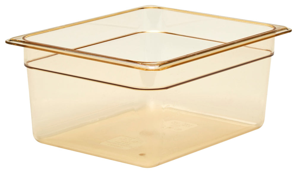 Cambro 26HP150 H-Pan High Heat Plastic Food Pan 6" Deep - 1/2 Size - Amber