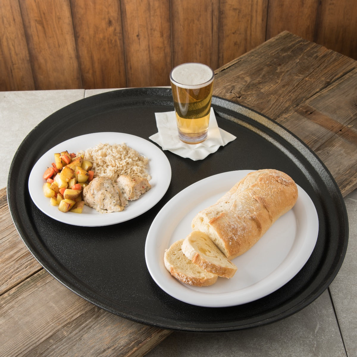Carlisle 2700GR - Griptite Oval Tray 27-1/16" x 22-5/16" - Toffee Tan