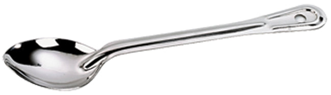 Browne 2760 Conventional Heavy Gauge Stainless Steel Solid Serving Spoon with Reinforced Grooved Handle 13"