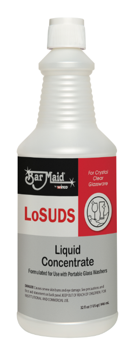 Winco DET-200 Bar Maid LoSUDS Liquid Glassware Detergent 1 qt.