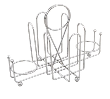 TableCraft 591C Chrome Plated Steel Wire Sugar Packet, Salt & Pepper Condiment Rack 5-3/4" x 8" x 5-1/2" - Holds (2) S&P and Sugar Packets - 12/Case