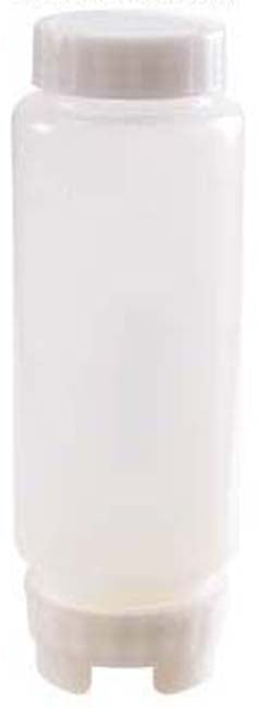 FMP 280-1802 Multi-Purpose Double-Ended FIFO Squeeze Bottle with (1) Label Cap & (1) Dispensing Cap - 12 oz. - Wide Mouth